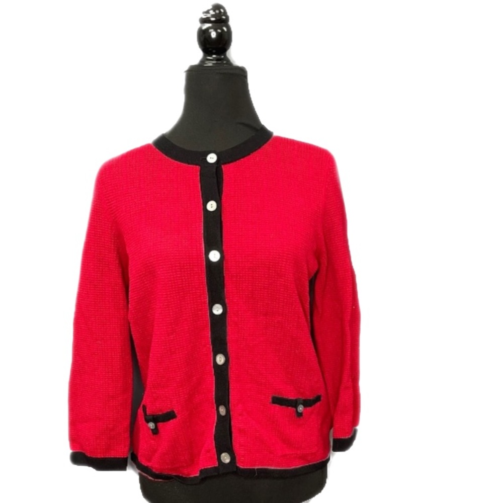 Jones New York - Red and black button down knit cardigan